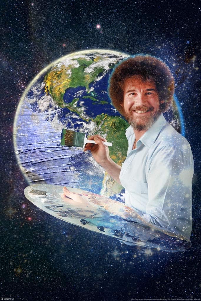 Bob Ross Painting the Earth Planet Space Universe Awesome Funny Cool Wall Art Print Poster 16x24 image 3