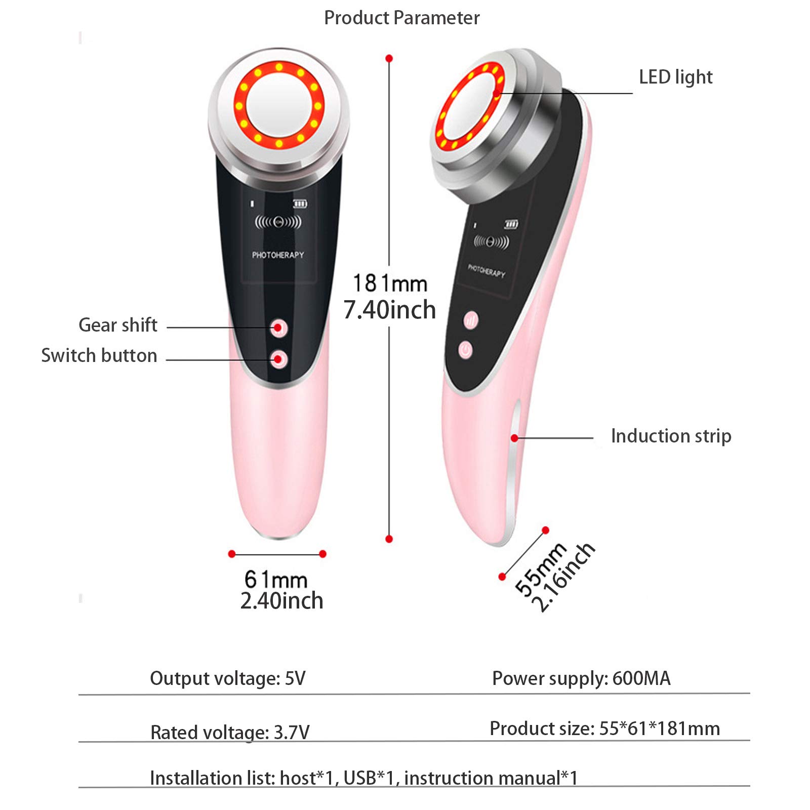 Elitzia ETOF133 Hautpflege-Geräteset, galvanischer Ionenschrubber, Gesichtspeeling, EMS, Akne- und Mitesserentferner, plus LED-Licht, Photonen-Gesichtsstraffung, Anti-Falten, Heimgebrauch,