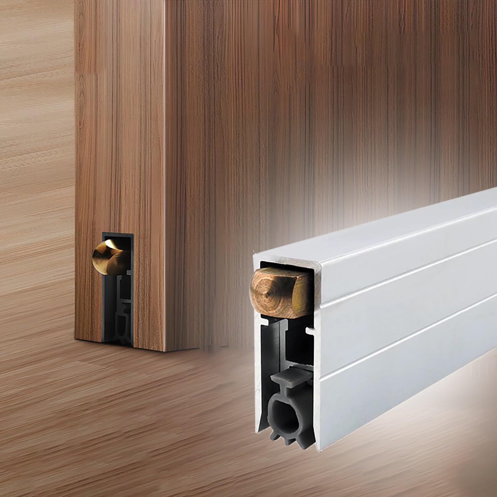 Burlete Puerta Entrada Burlete Inferior de Puerta Insonorizante y Sellador | Huecos Para Suelos Irregulares Modelo Empotrable, Barrido De Puerta De Alta Resistencia Para Puertas Interiores