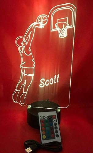 Miniatura 4 de Lámpara de mesa con luz LED para jugador de baloncesto, con control remoto, 16 opciones de color diferentes, atenuador, es WOW, gran regalo