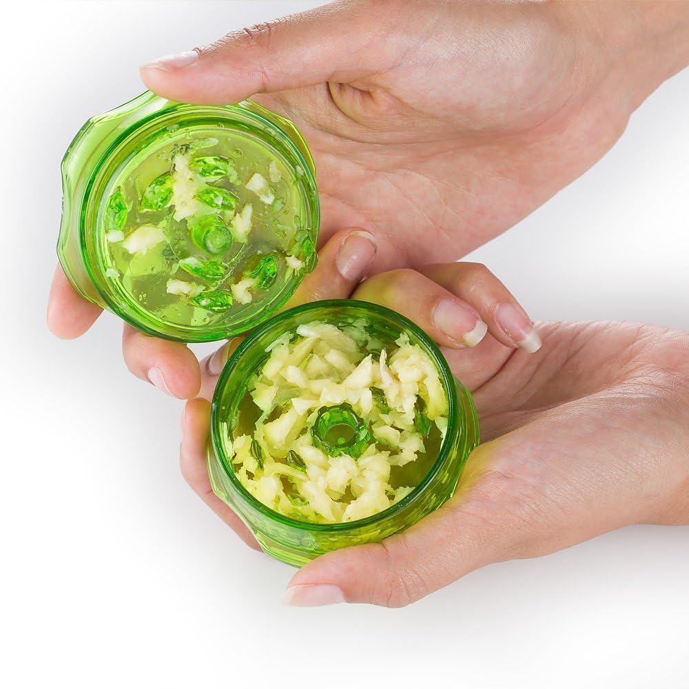 Ergonomic, No Mess Garlic Press with a Twist, Crusher and Mincer, Green