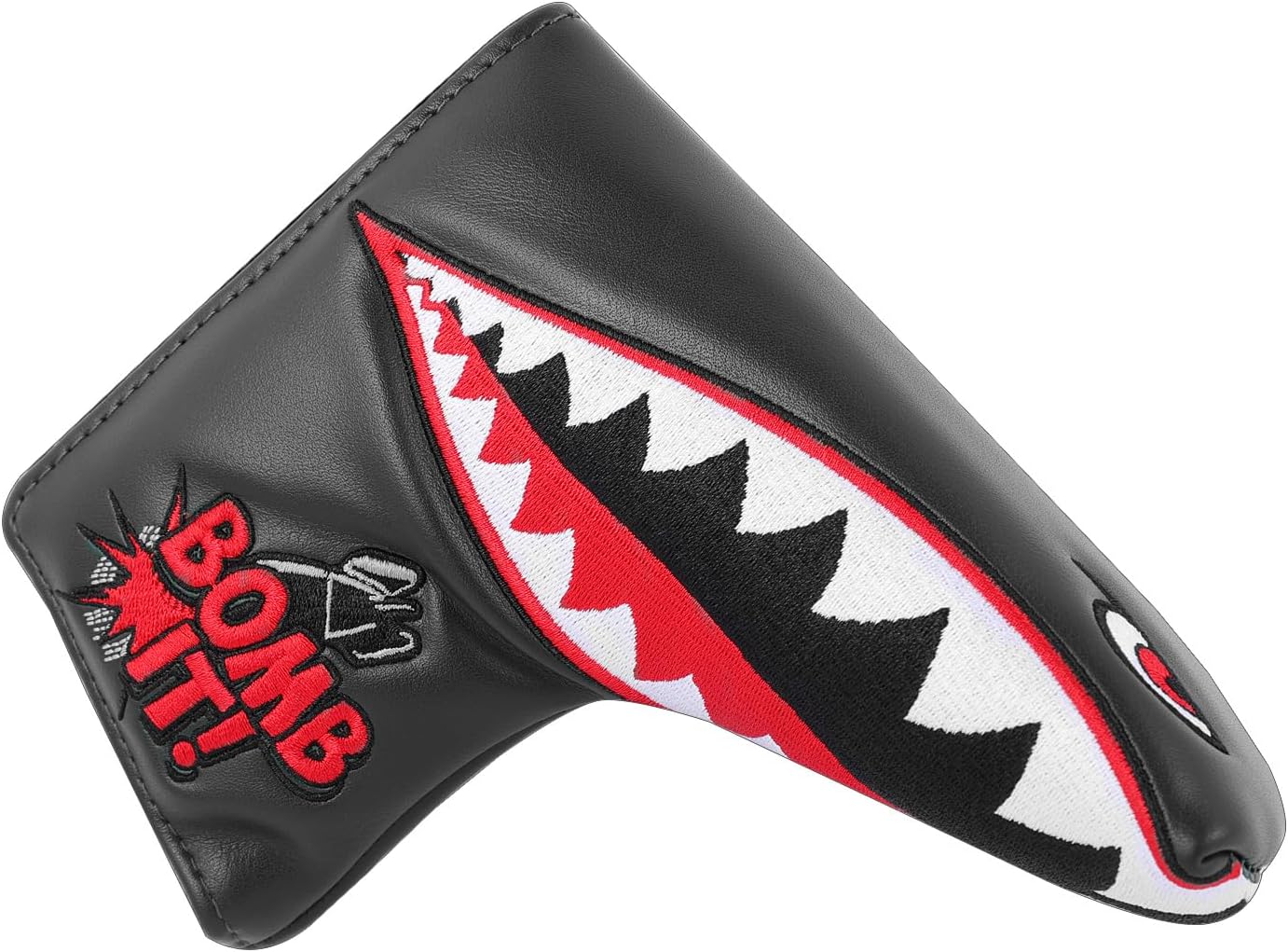 Black Golf Blade Headcover with Tiger Shark Design for Golf Putter Club