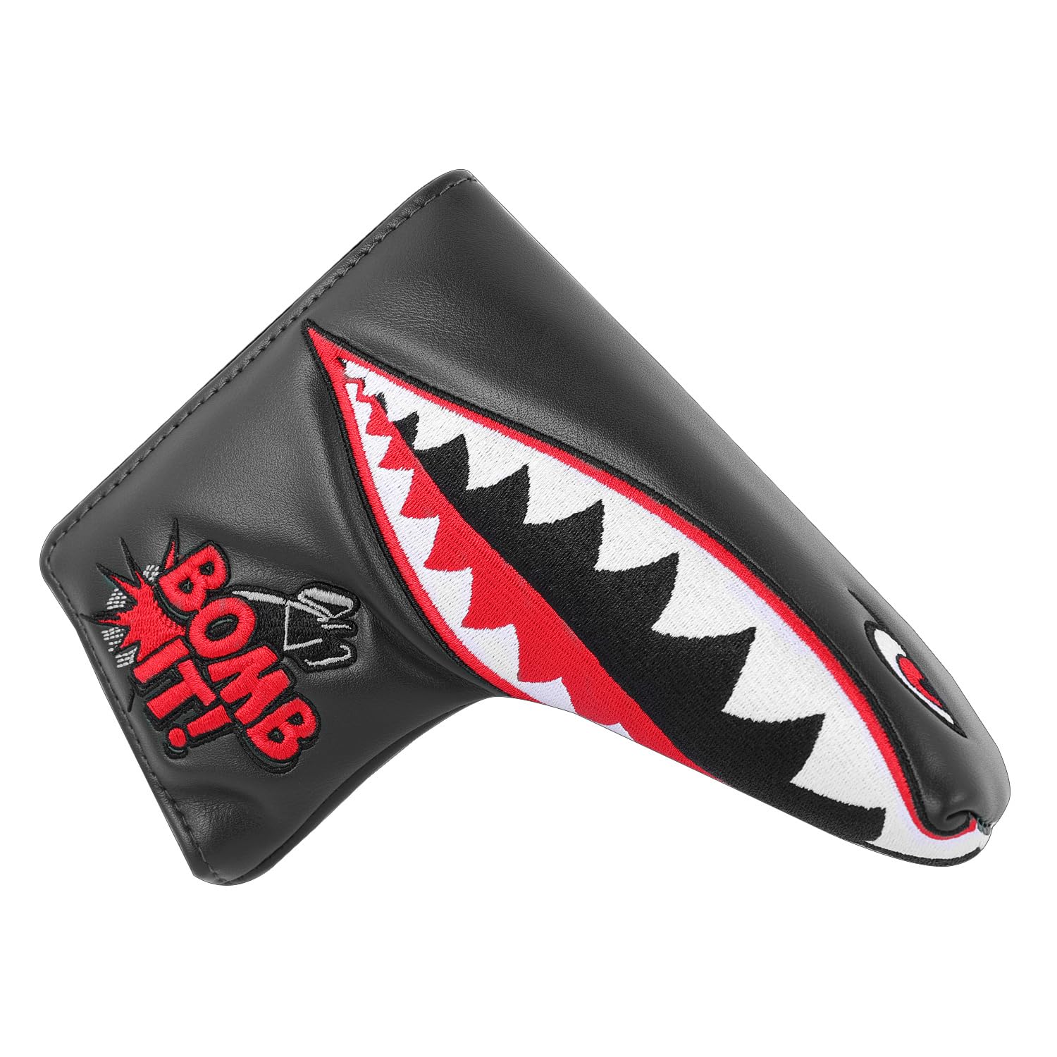 SHABIER Black Golf Blade Headcover with Tiger Shark Design for Golf Putter Club