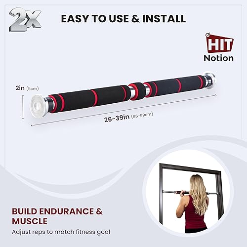 Miniatura 2 de Door Chin Up Door Bar Home Gym - Pull Up - Adjustable Fits Residential Doorways - Supports Up to 300 Pounds - Easy to Mount - Build Upper Body