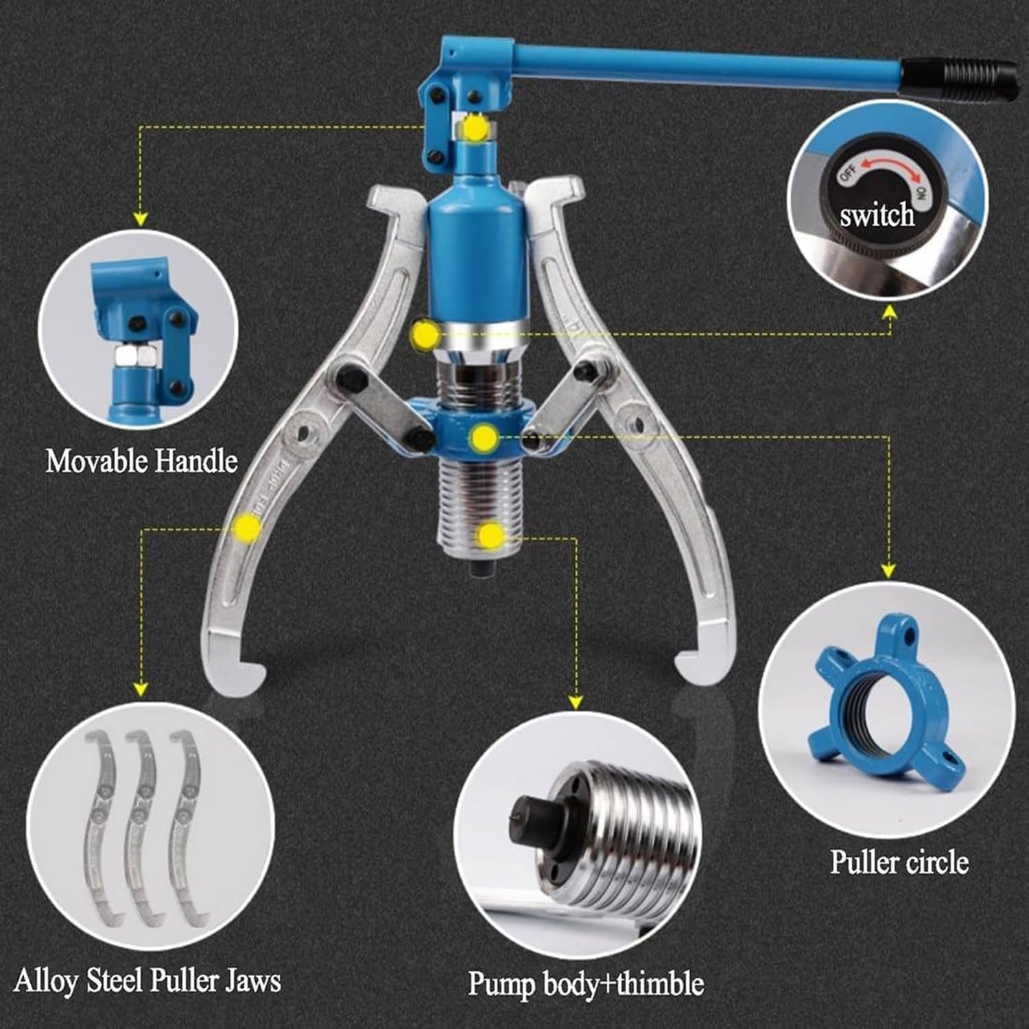 Estrattore Idraulico Per Ingranaggi, Capacità Massima Di 5 Tonnellate Estrattore A 2 O 3 Ganasce Estrattore Idraulico A Ganasce Da 8 Per Mozzi Di Trazione