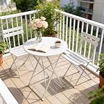 Grand patio Cadre Premium Patio Bistro Set, pliage extérieur Patio Ensembles de meubles, 3-Piece Patio Ensemble de pliage Patio Table et chaises, Pea Green