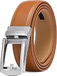 SENDEFN Ceinture en cuir pour hommes 1 Ceinture à glissière automatique à cliquet de 3/8" pour la robe en forme casuale pour s'adapter à la boîte cadeau