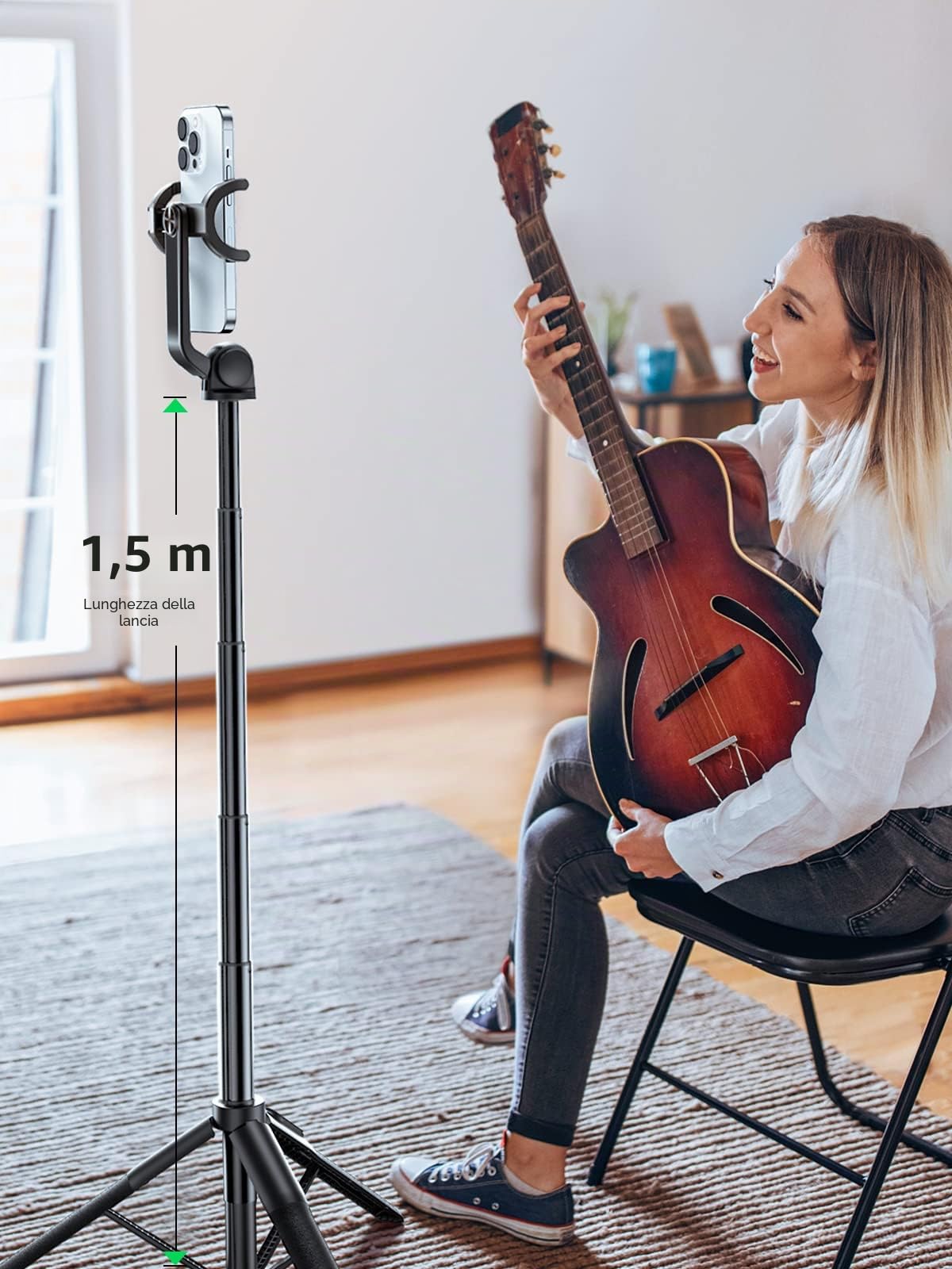 UGREEN Treppiede Selfie Bluetooth 3 in 1 treppiede selfie stick estensibile monopiede regolabile con telecomando senza fili rimovibile compatibile con iPhone 15 Plus Pro Max 14 13 telefoni Cameras