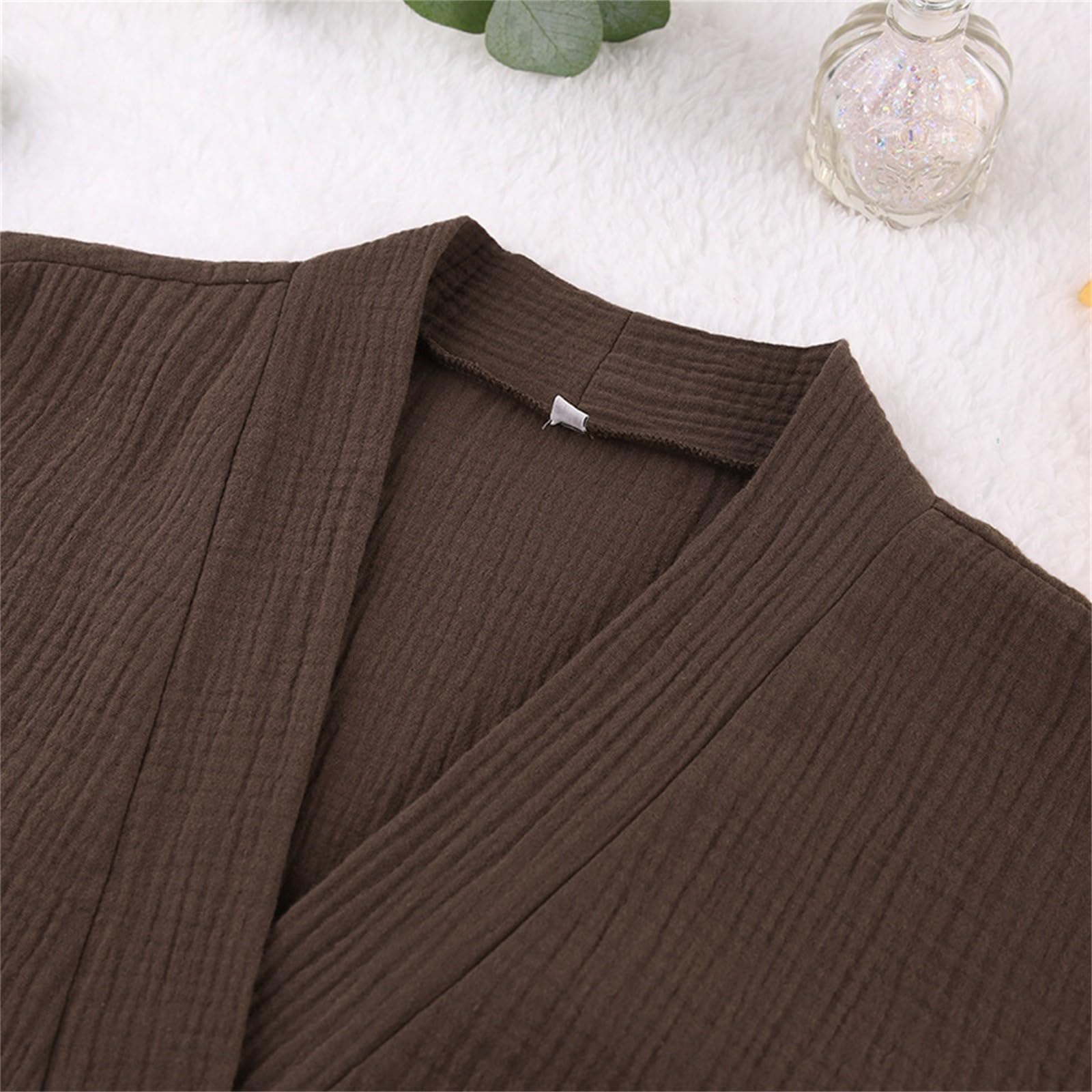 Vestaglia da donna con tasche, vestaglia a maniche lunghe da donna, camicia
