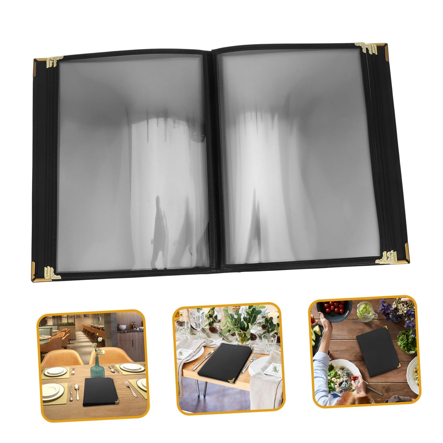 Transparent Menu Covers Corners Recipe Card Holders for Restaurants Bars Cafes Stylish and Menu Folders for Wine and Drink Lists