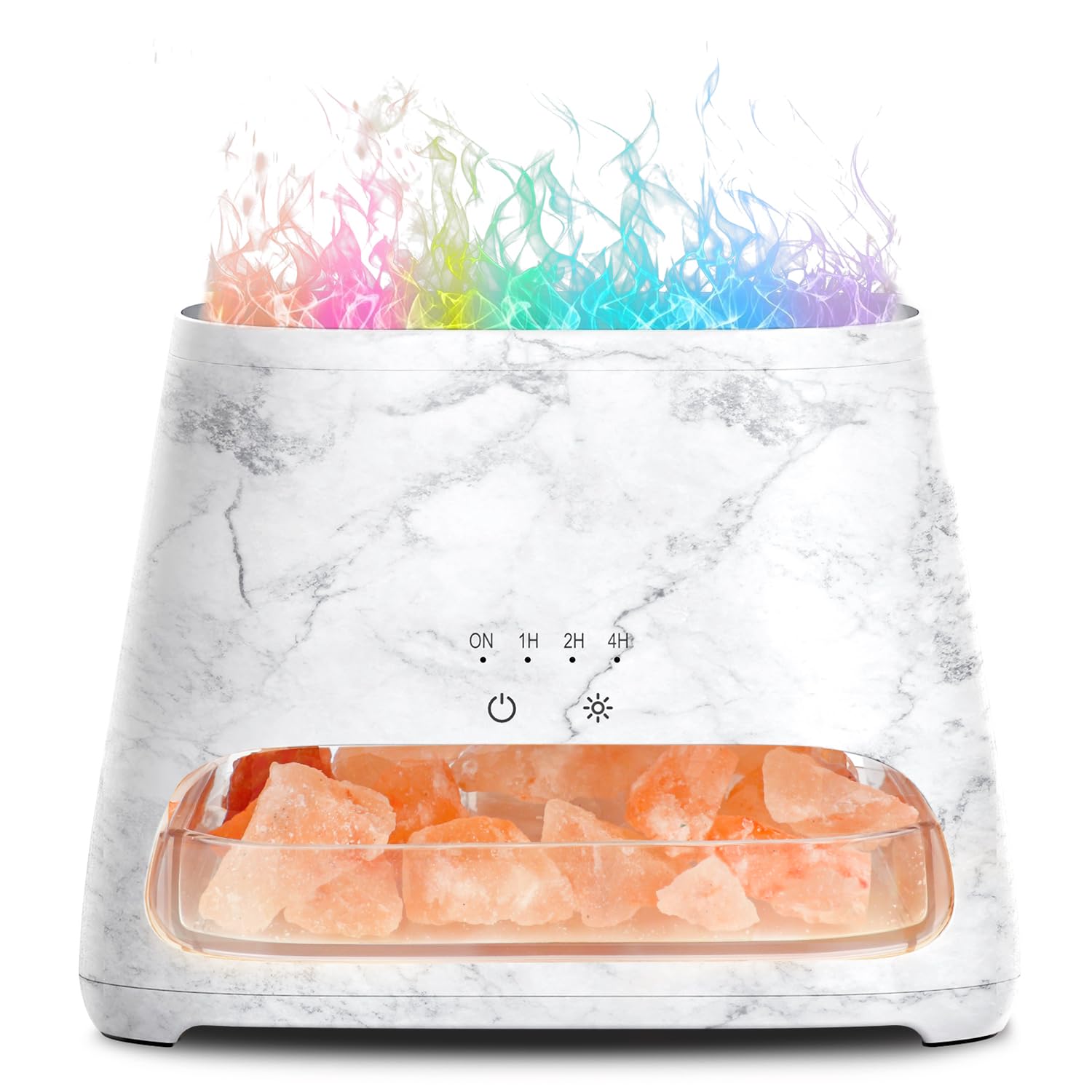 SALKING Dyfuzor zapachowy z lampą Salt Range Pakistan, 7 kolorów LED z efektem płomienia do olejków eterycznych, aromaterapia ultradźwiękowa, 150 ml (marmur RGB)