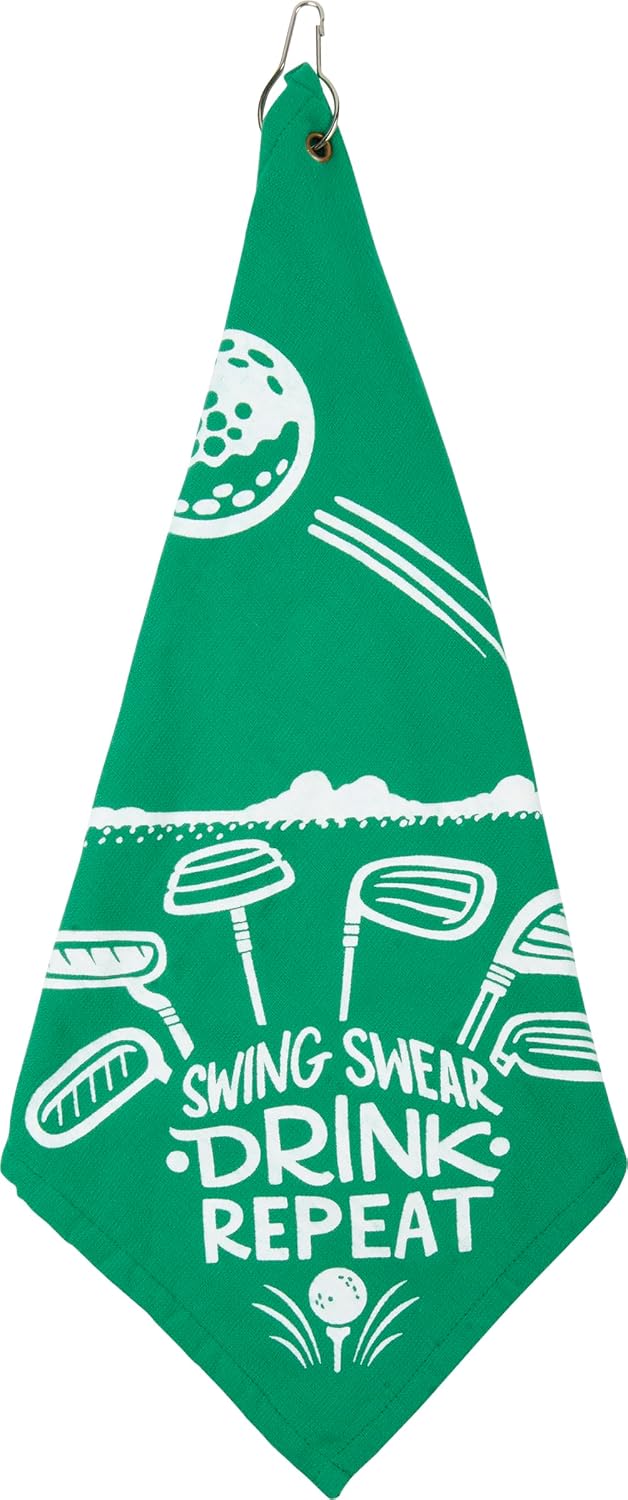 Primitives by Kathy Swing Swear Drink Repeat Green Golf Towel image 5