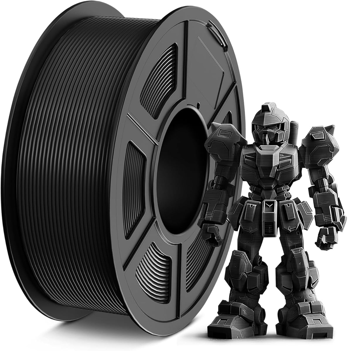 TECBEARS PETG Filament 1,75 mm, bardziej wytrzymały filament PETG do drukarki 3D, dokładność pomiaru +/- 0,02 mm, kompatybilny z drukarkami FDM, czarny, 1 kg/szpula