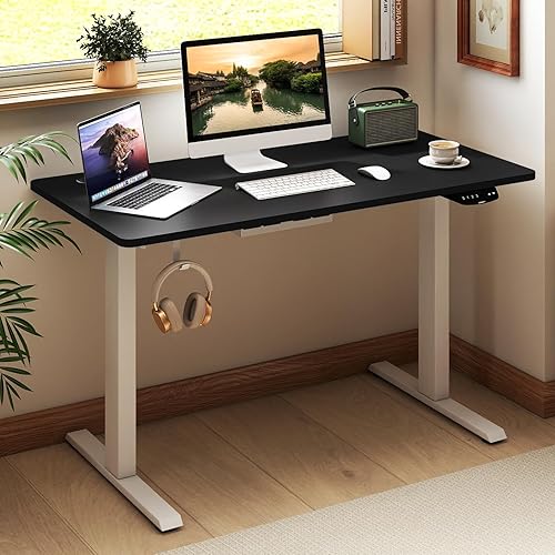 Miniatura 2 de Tangkula Escritorio eléctrico de pie con motor doble, 48 x 24 pulgadas, altura ajustable, estación de trabajo para computadora con controlador de