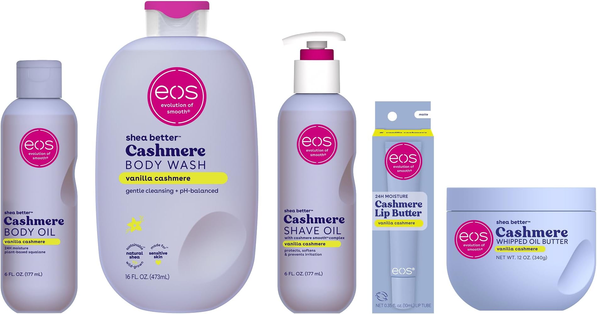 Vanilla Cashmere Bundle- Body Oil, Body Wash, Shave Oil, Whipped Body Butter, Lip Butter