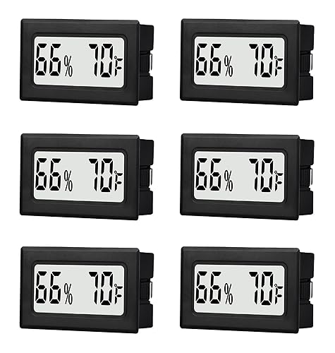 Paquete de 6 mini termómetro higrómetro digital pequeño medidor de temperatura y humedad en interiores con sensor de humedad temperatura Fahrenheit