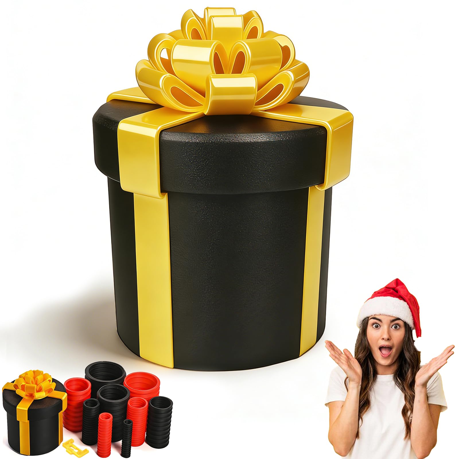 Prank Gift Box, Annoying Nested Screw Gift Box, 10 Layer The Annoying Present Box Money Puzzle Gift Box for Cash Gifts, Reusable Prank Gift Packaging for Birthday Christmas Fun Party Game (Black)
