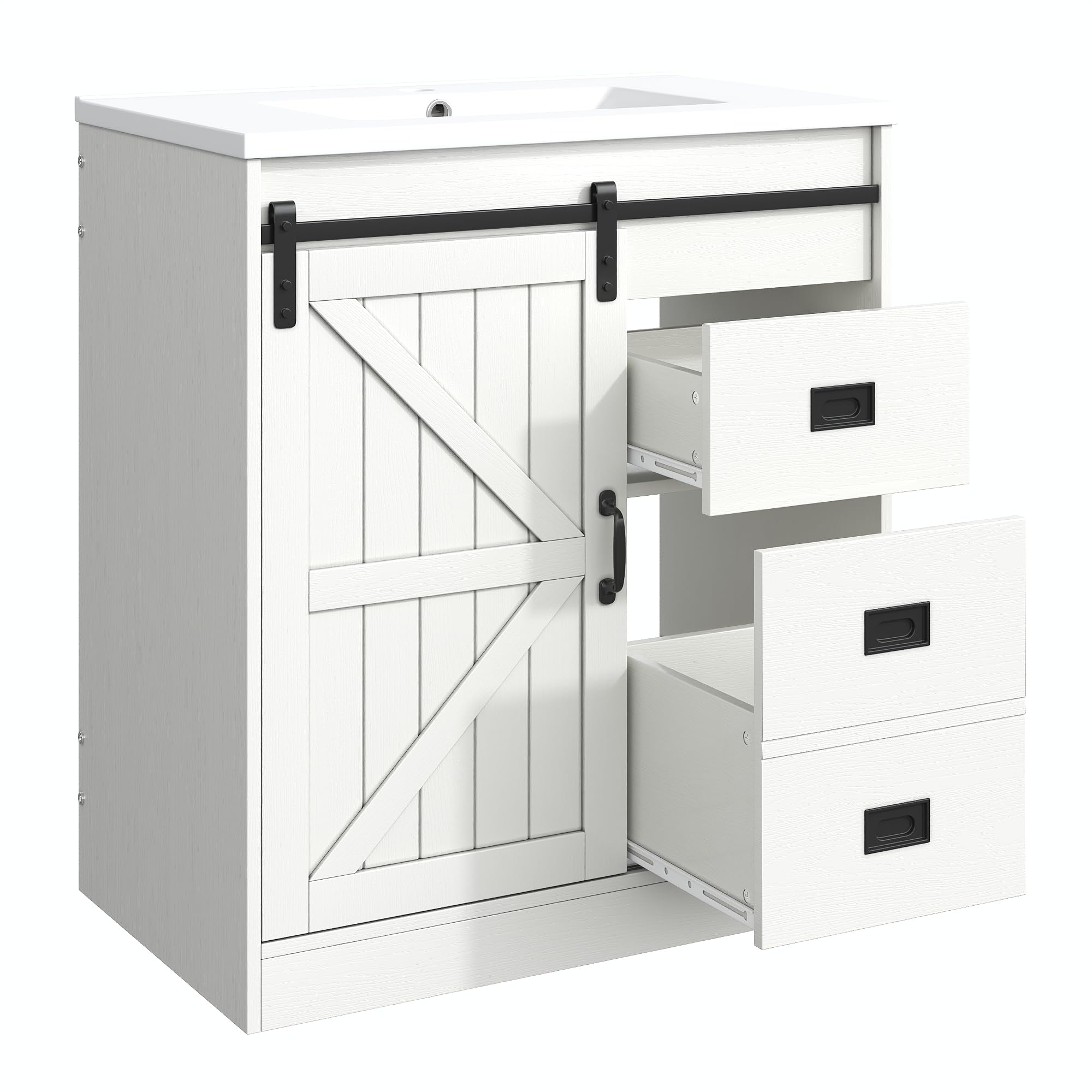 Mueble Baño con Puerta, Mueble de Baño, Lavabo con Mueble con Estante Ajustable, Armario Bajo Lavabo, Mueble de Almacenaje con Compartimentos para Cocina, Cierre Suave, 87,5x76x46,5 cm (Blanco