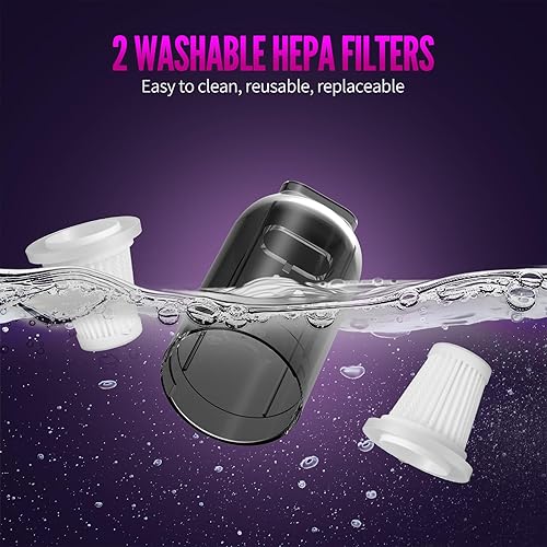 Miniatura 7 de Aspiradora portátil inalámbrica para automóvil, succión de 17500 Pa, mini aspiradora de mano 4 en 1, ultraligera, compacta y recargable, aspiradora