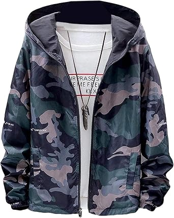Amazon.com: Chaqueta ligera cortavientos con capucha de camuflaje para  hombre : Ropa, Zapatos y Joyería