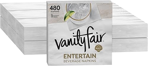Vanity Fair Servilletas de papel para bebidas Entertain Beverly, 480 unidades, servilletas desechables hechas para entretenimiento y eventos