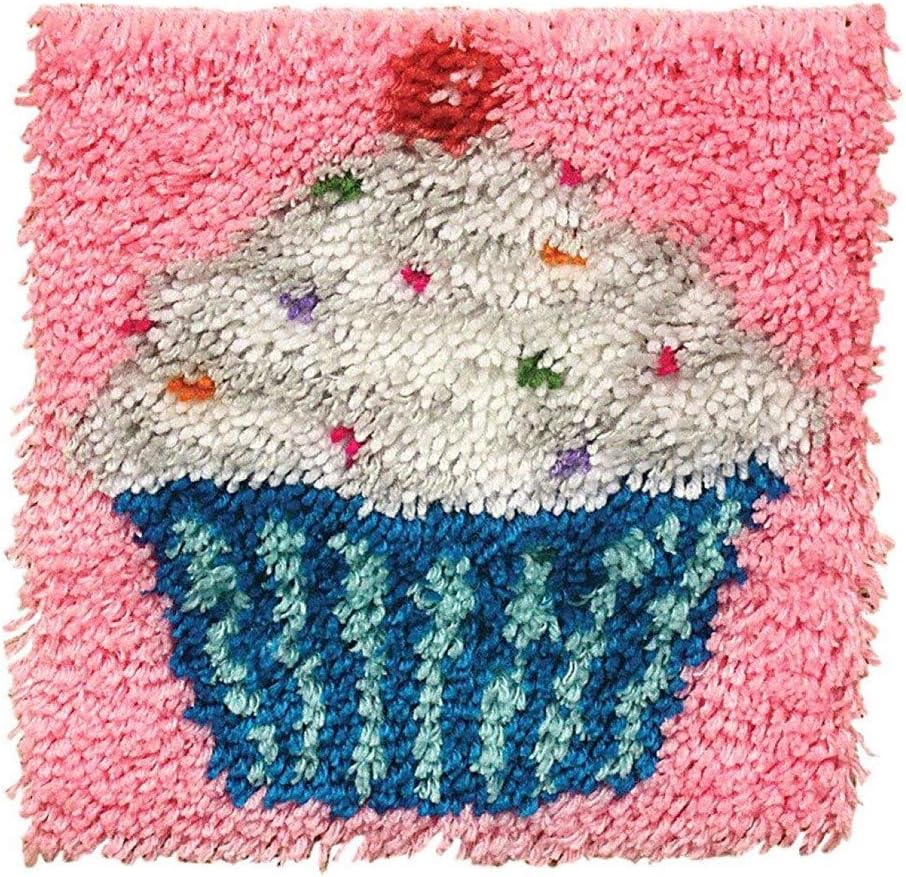 Wonderart Latch Hook Kit 12x12-Cupcake