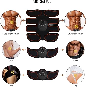 Abs Trainer, EMS Training Device, Abdominal Muscle Trainer, Abdominal Trainer with 6 Modes & 9 Intensities, Portable Muscle Stimulator, for Abdomen, Arm, Leg Fitness Training