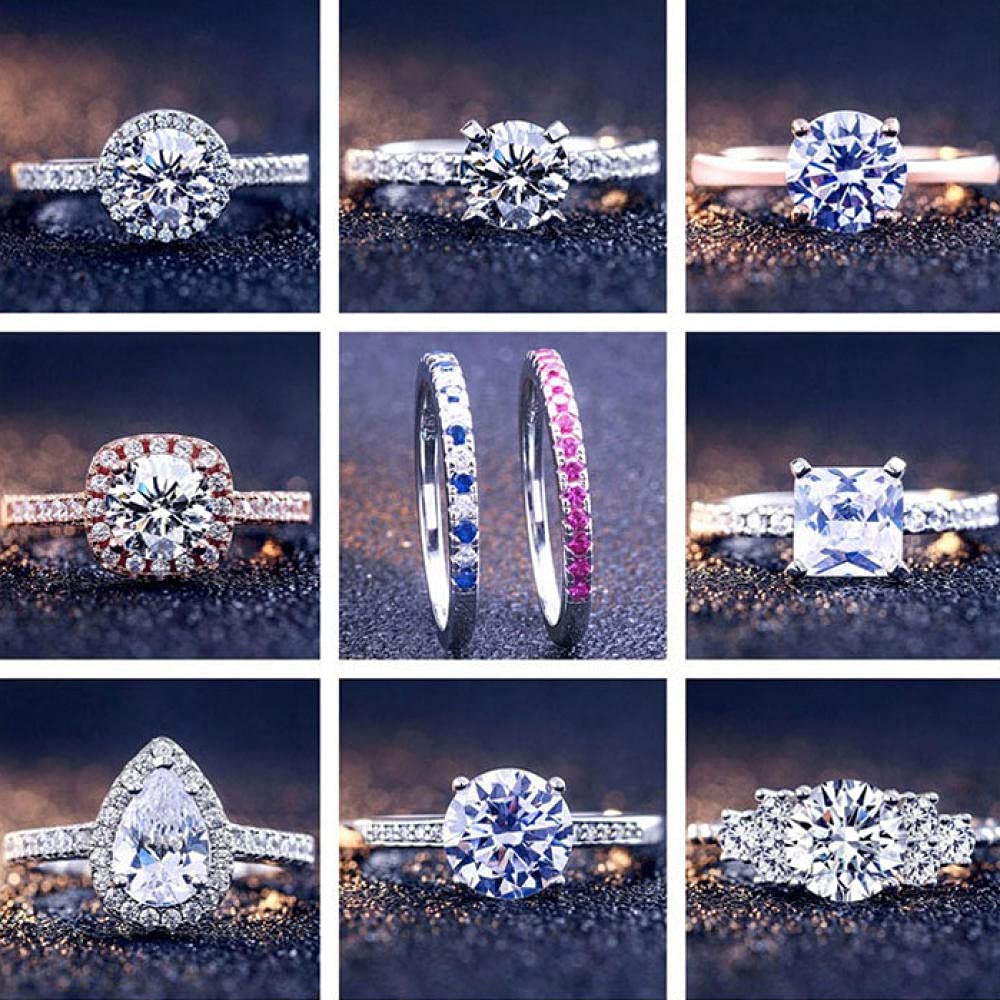 Silberring-Set, Verlobungsringe für Sie, platiniertes 925er-Sterlingsilber, Elegantes Temperament, einfache Persönlichkeit, eingelegte Zirkon-Eheringe für Frauen/Mädchen/Frau/Freundin-25_US-9