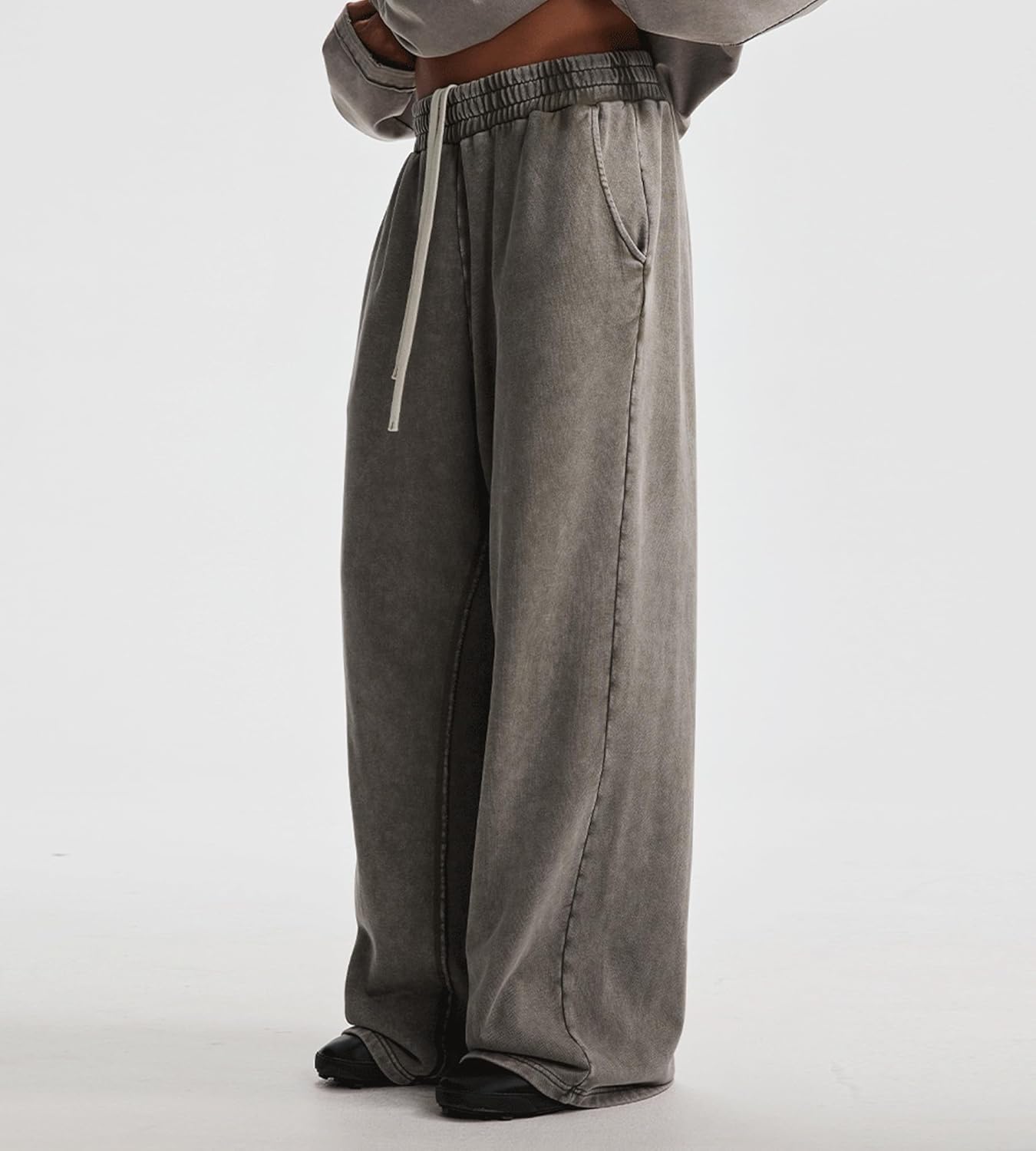 Colorful world Mens Sweatpants Acid Washed Elastic Waist Drawstring Sweat Pants Cotton Baggy Pant with Pockets(Coffee,L) - Image 7