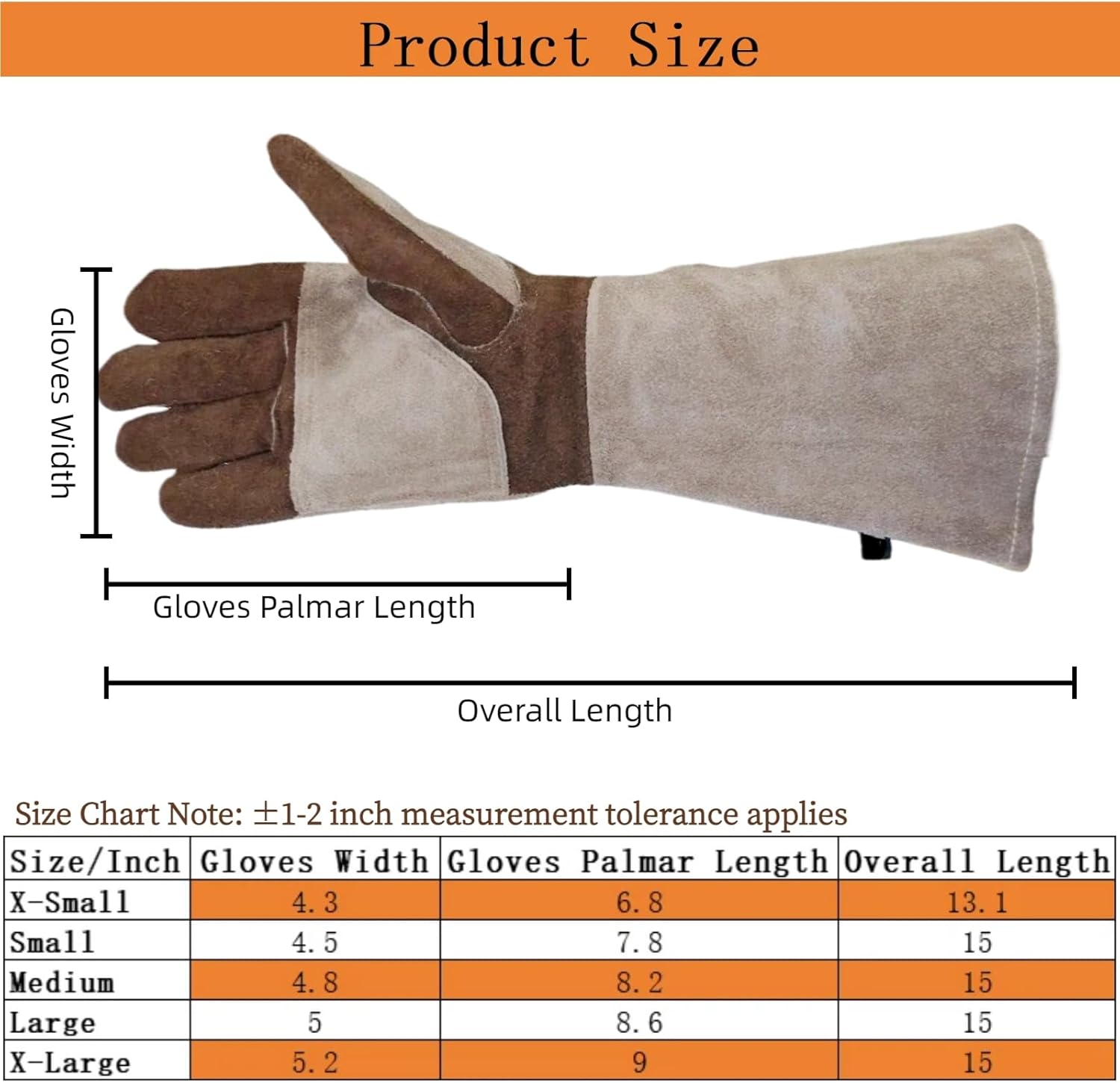 Leather Welding Gloves for Men, Long Sleeve Fireproof and Heat Resistant Mitts for Firefighting, Fireplace, Oven, Baking, BBQ, Stove, Pot Holder, Yark Work Thorn Proof (Coffee Large) - Image 4