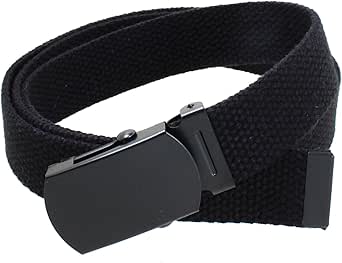 Proper Materials Kids Canvas Web Belt Flat Black Buckle/Tip Solid Color 44" Long 1" Wide - Cut Excess Length For Perfect Fit