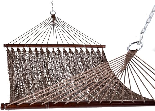 Sundale Hamaca para exterior de 55 pulgadas Double Caribbean tejida a mano con hilo de poliéster, Marrón
