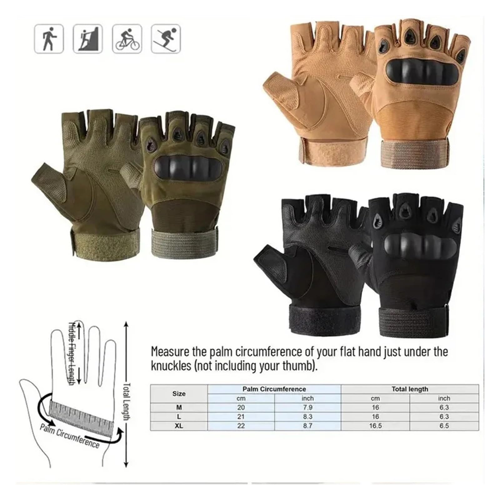 Generisch Fingerlose Handschuhe, vielseitig einsetzbar for Angeln, Radfahren und for Outdoor-Aktivitäten