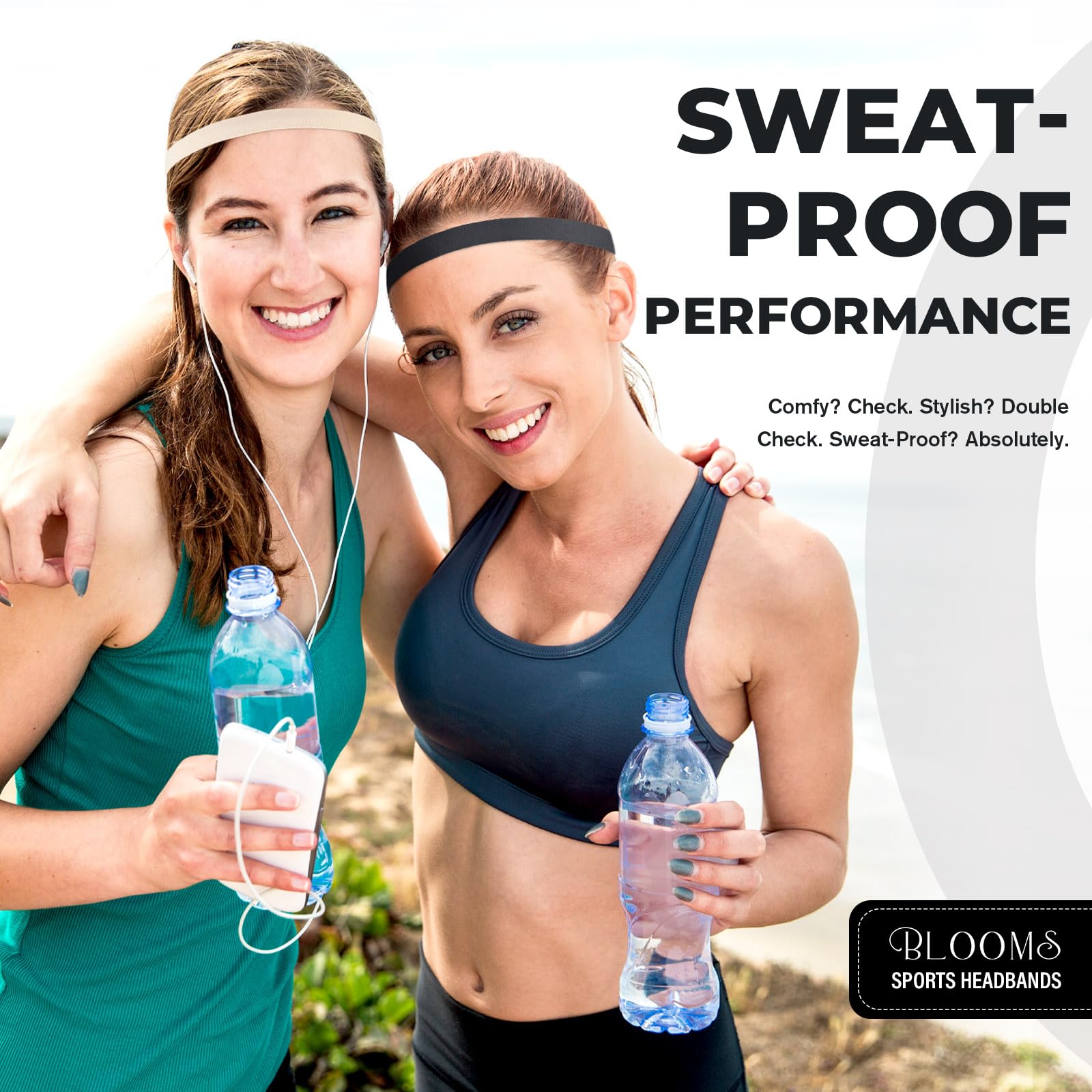 Blooms 6 Pezzi Fascia Capelli Sportiva - Fascetta Capelli Uomo Antiscivolo Sottile Fasce per Capelli Donna - Cerchietto Capelli Elastico Capelli Sport per Yoga, Calcio, Basket, Fare Jogging, Tennis