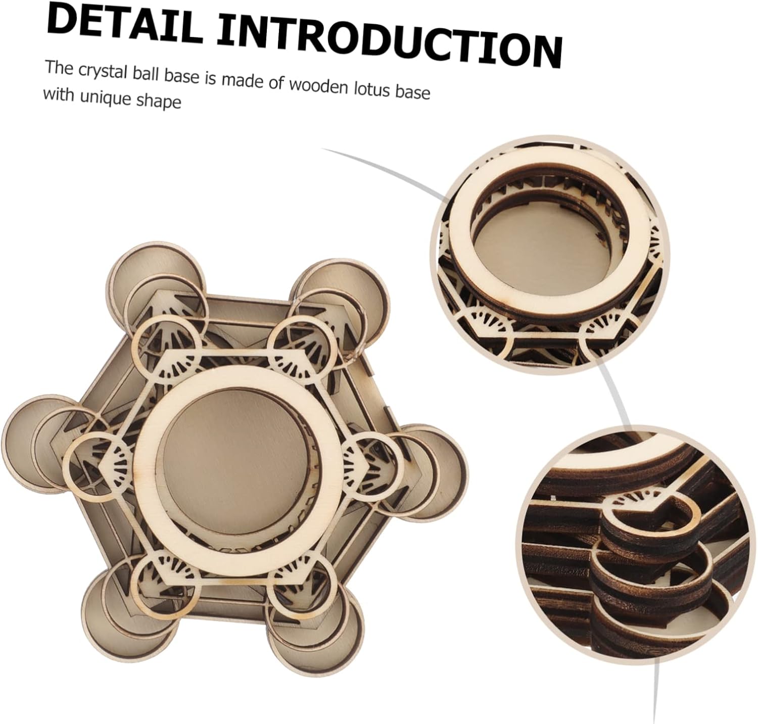 MAGICLULU Wooden Crystal Ball Holder Lotus Base Decorative Display Stand