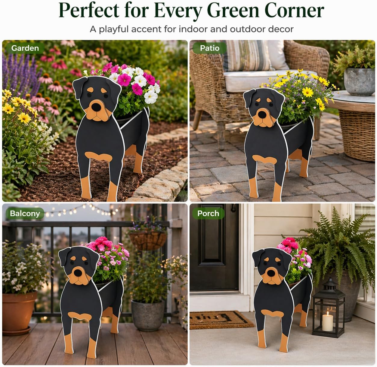 Big Rottweiler Dog Planter Plant Pots, Animal Shaped Planter Pot, Premium Garden Succulent Plant Pots Cute Dog Design, Storage Container Dog Planters for Indoor Plants 16.9 x 11.8 inch