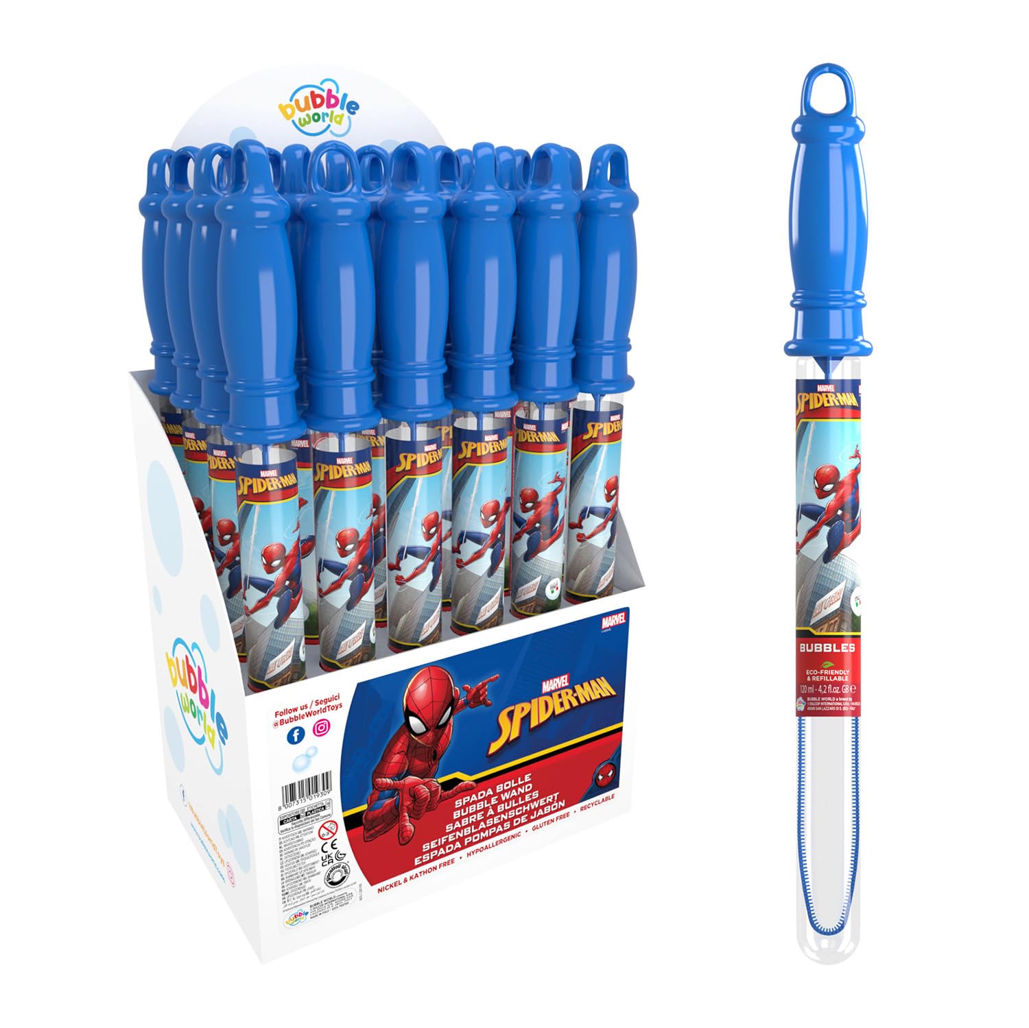 Spiderman Seifenblasenschwert 120 ml - 24 Stück im Display 23,5x15,5x39 cm