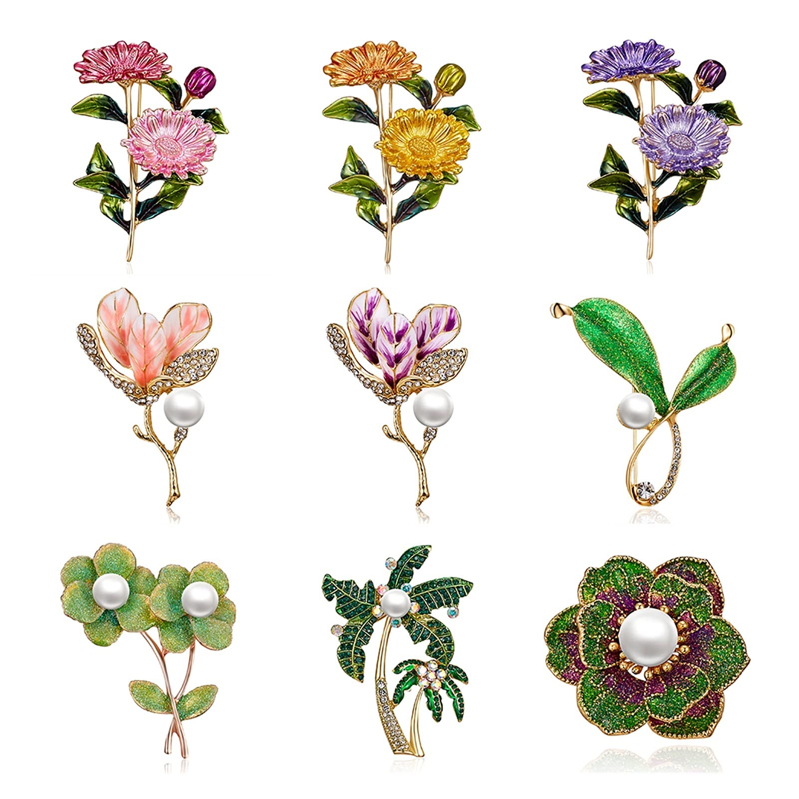 Rosa Gänseblümchen Blumenstrauß Pflanze Emaille Broschen Metall Hochzeiten Bankett Brosche Pins für Frauen und Männer Kleid Mantel Schmuck
