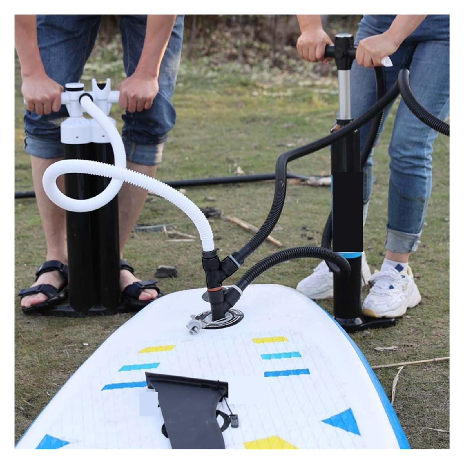 Elektryczna pompka powietrza, 2 szt. Adapter zaworu powietrza do pompki Adapter węża do desek surfingowych i łodzi wiosłowych