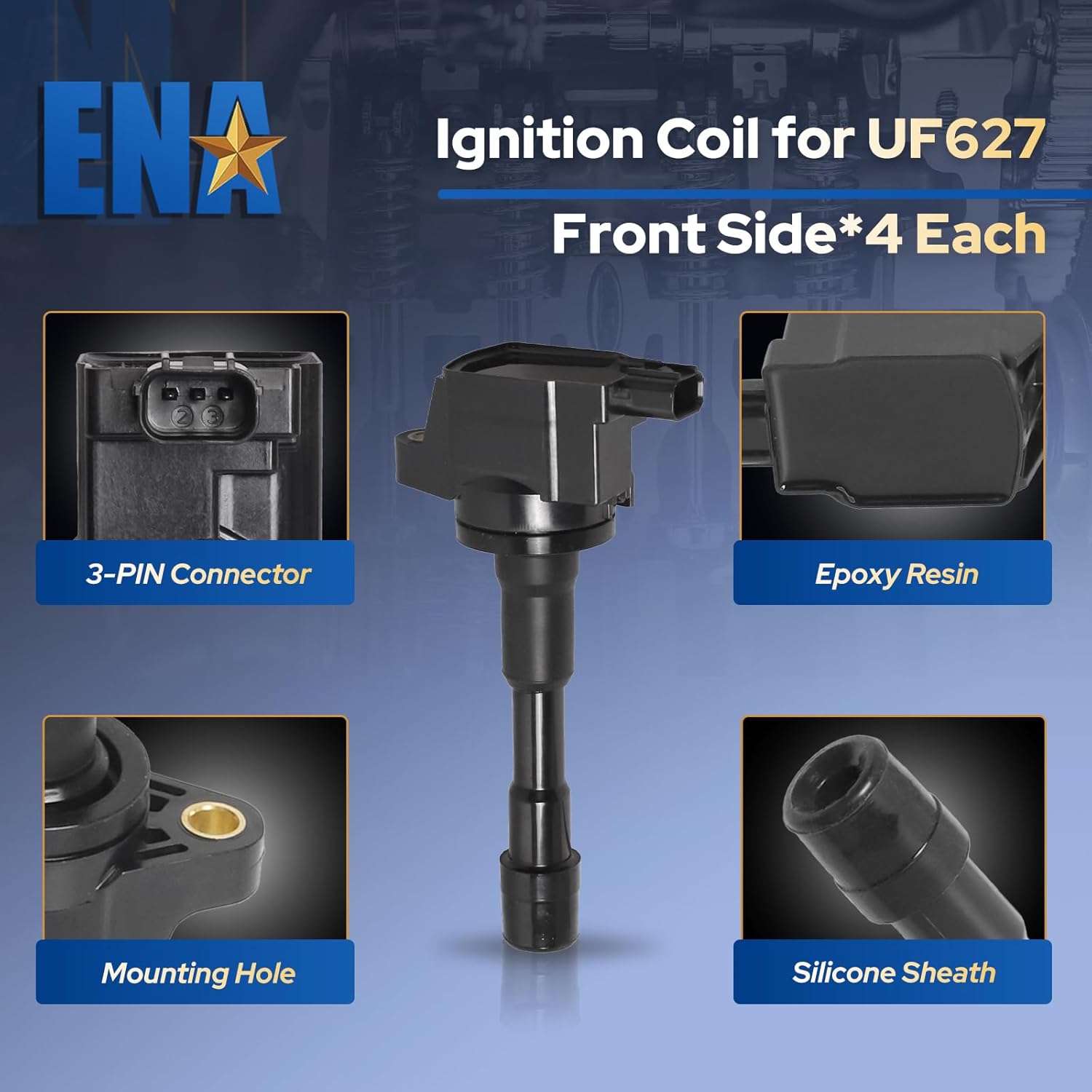 ENA Set of 8 Front and Rear Ignition Coil Compatible with Acura Honda ILX Civic Insight 1.5L 1.3L Replacement for 30520-RBJ-003 30521-RBJ-003