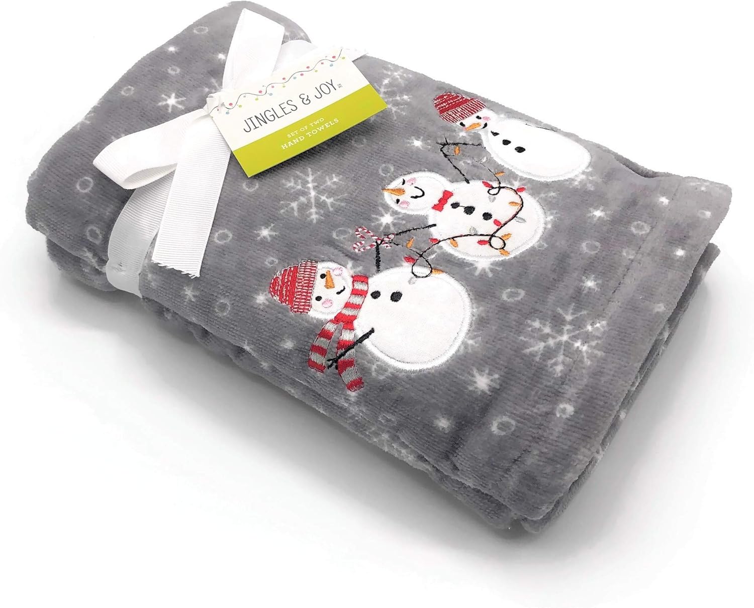 Jingles & Joy Christmas Hand Towels - Set of 2 (Snowmen - Gray)