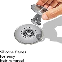 Vista 4 de OXO Good Grips Protector de Desagüe Atrapa Cabellos de Acero Inoxidable