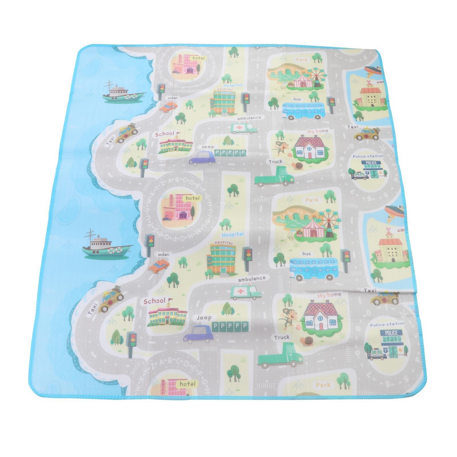 Tapis de Jeu Polyvalent pour Tout-Petits, résistant à l'eau, Motif Circulation Urbaine, Options éducatives, Facile à et Nettoyer avec Un Chiffon
