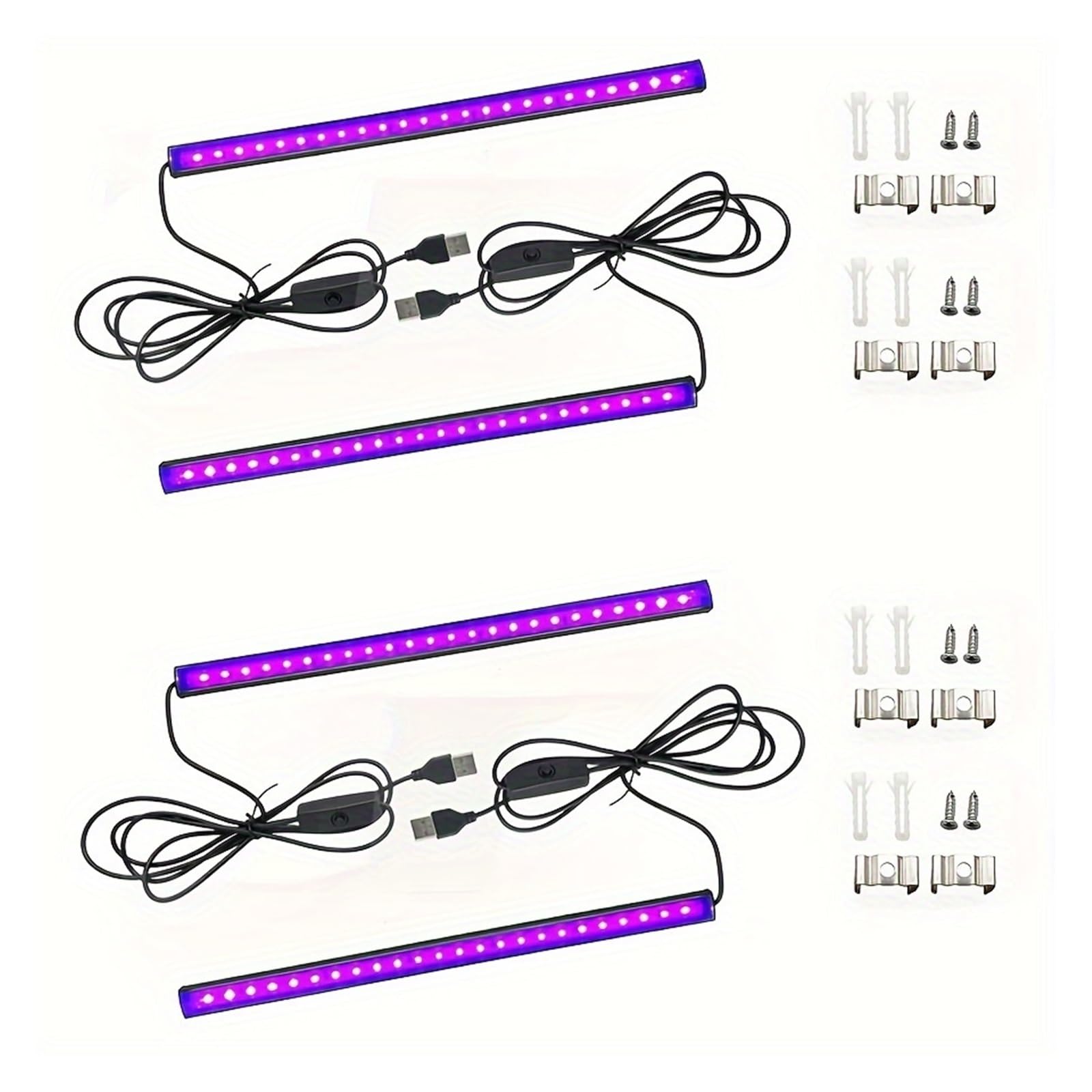 Lampada UV T5 con Interruttore USB da 5 V, Lampadina Ultravioletta, Lampada UVA da 395 NM for Unghie, Lampada Decorativa for Asciugatura, Luce Nera(2 PCS)