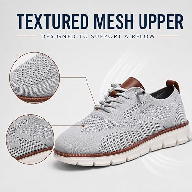 Jeeeun Men's Business Casual Sneakers, Mesh Oxford Walking Shoes