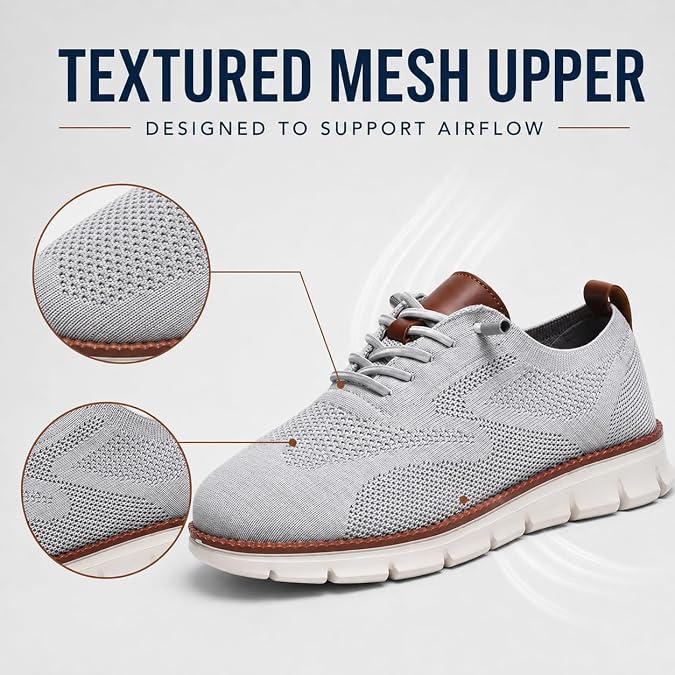 Jeeeun Men's Business Casual Sneakers, Mesh Oxford Walking Shoes
