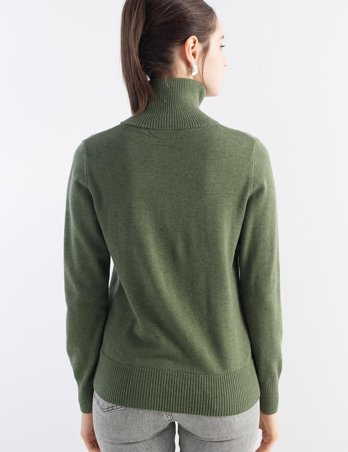 Women's Merino Wool Blend Cardigan 2025 Fall Winter Casual Mock Neck Long Sleeve Knit Cardigan with Buttons - Image 6