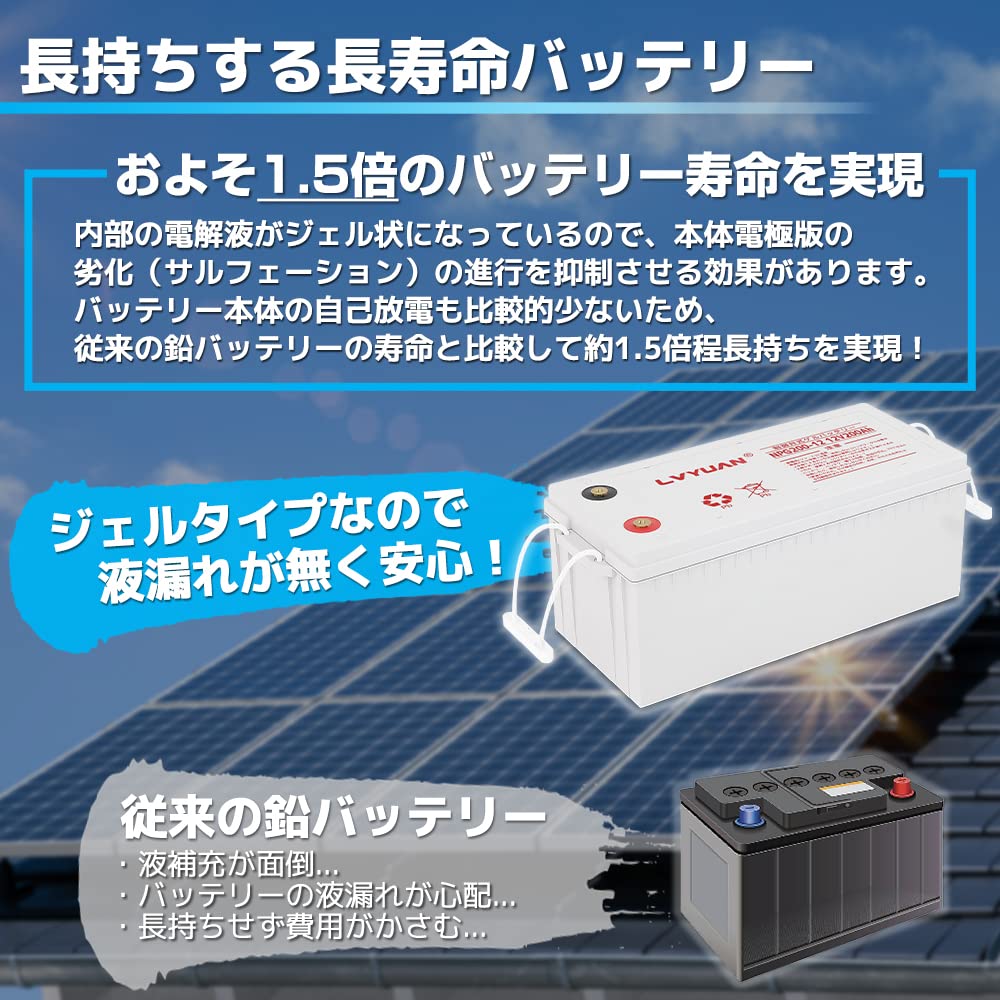 Amazon | 【高耐久・高寿命】 LVYUAN(リョクエン) 12V/200Ah 密閉型 