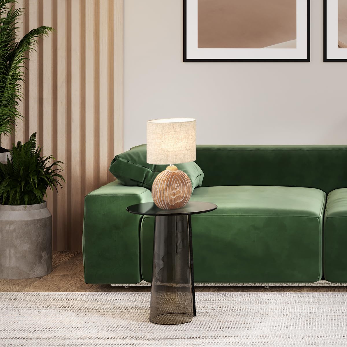 Fischer & Honsel|Tischleuchte, Tobse|holzfarben|Stoffschirm-leinen sandfarben|L: 34,00 cm, B: 17,00 cm, H: 53,00 cm|mit Schnurschalter|1x E27 max. 40,0 Watt|50608