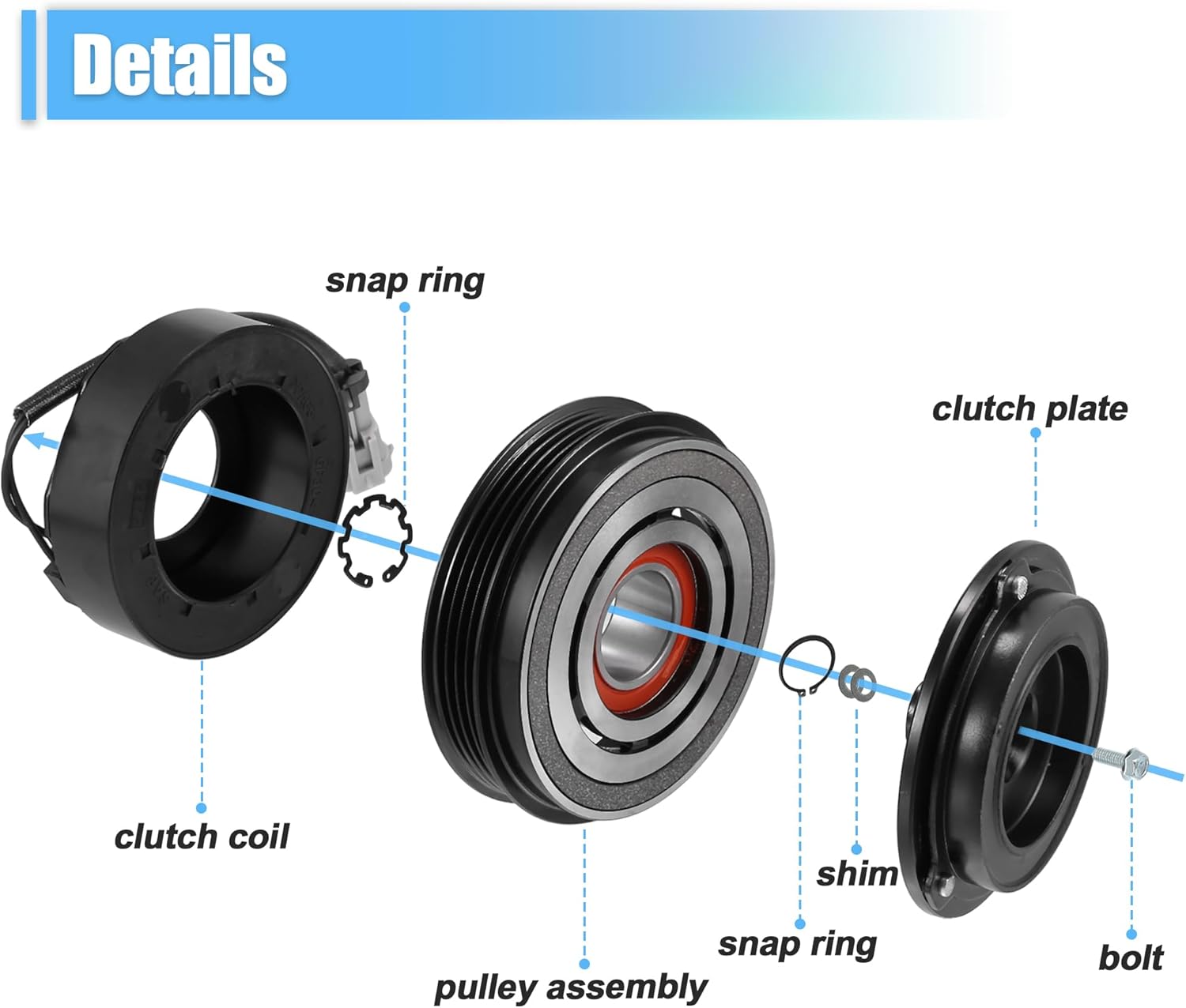 X AUTOHAUX 1 Set AC Compressor Clutch Kit Pulley Coil Auto Repair Compressors Assembly for Chevrolet Tahoe 5.3L 2000-2014